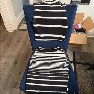 Black and White Striped Two-Piece Set